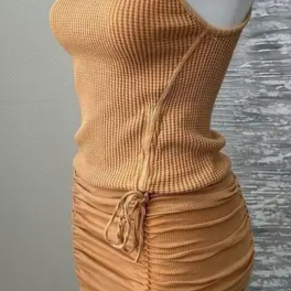 Free People, Katya Thermal Mini Bodycon Dress, XS, Color: GOLDEN YELLOW, NWT/NEW - Picture 4 of 9